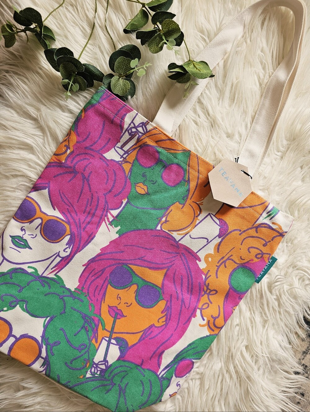 Teavana Canvas Tote in Pink, Green, Orange, Purple